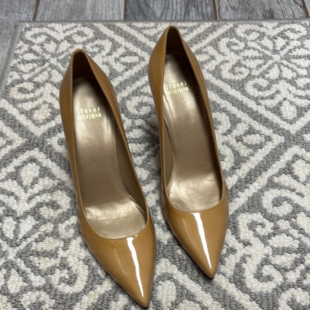 Stuart Weitzman Tan Patent Leather Stiletto Heels